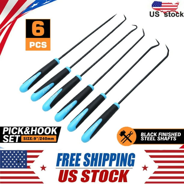 6PC EXTRA LONG HOOK AND PICK SET HARD TO REACH AREAS SOFT GRIP HANDLE NEW 6PC EXTRA LONG HOOK AND PICK SET HARD TO REACH AREAS SOFT GRIP HANDLE NEW